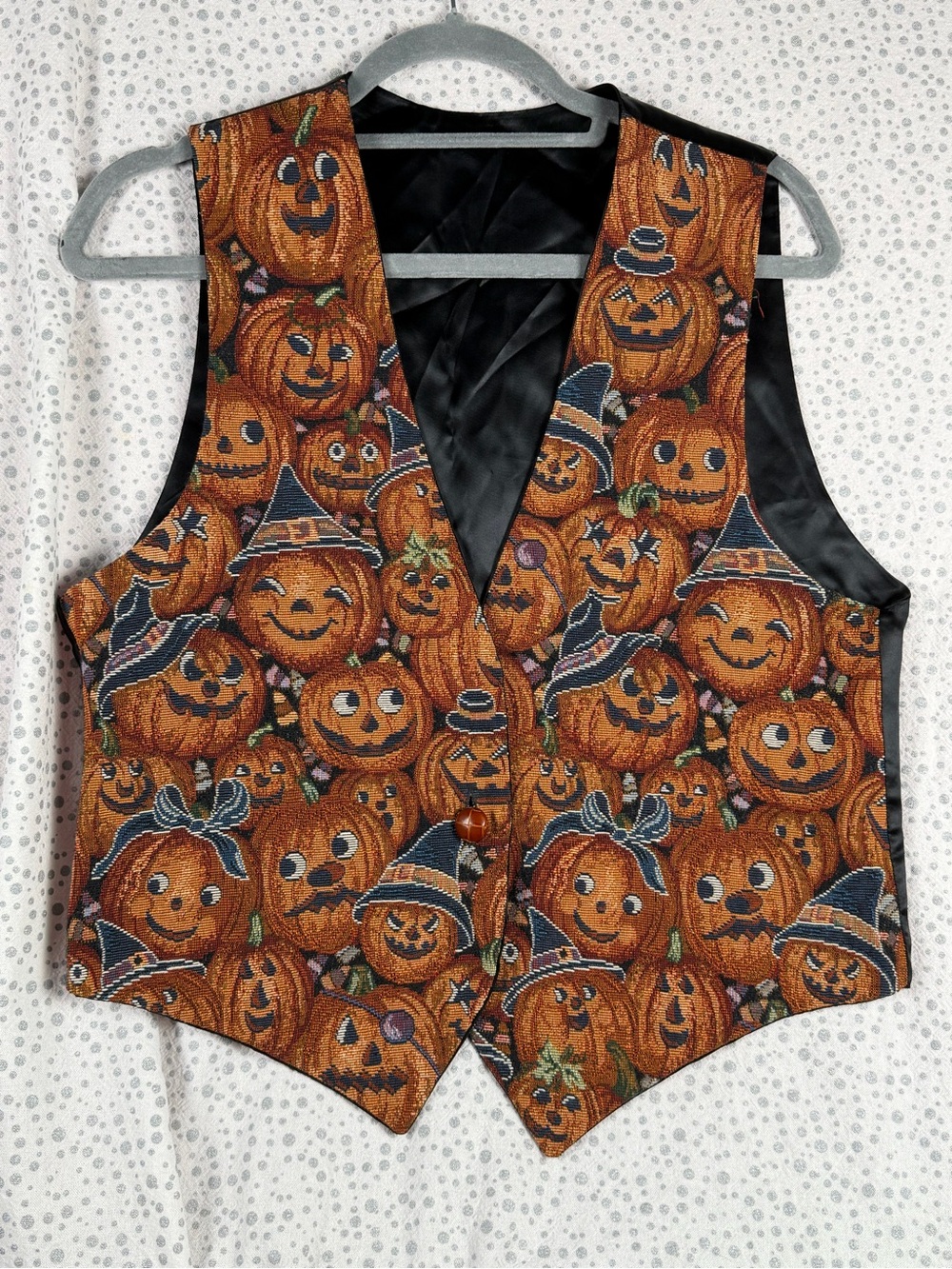 Vintage Pumpkins Jack O Lantern Halloween Vest
